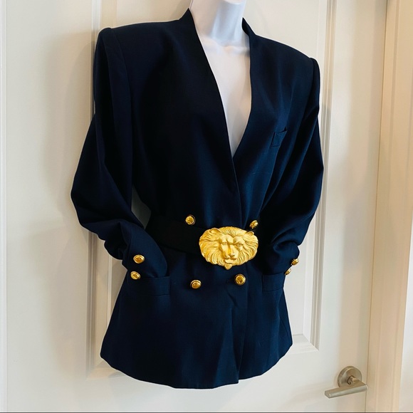 Vintage Navy Gold Button Double Breasted Blazer - Picture 6 of 11